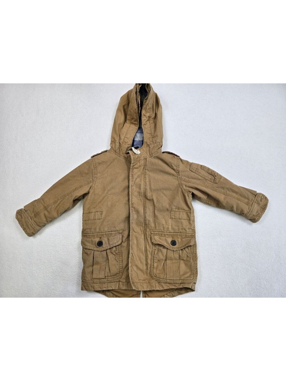 Baby Gap Boys 3T Heavy Hooded Winter Coat Beige Chore Barn Utility